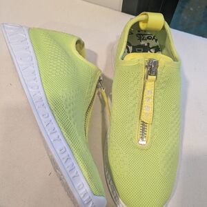 DKNY Lime Green Slip-On Sneakers with Zipper